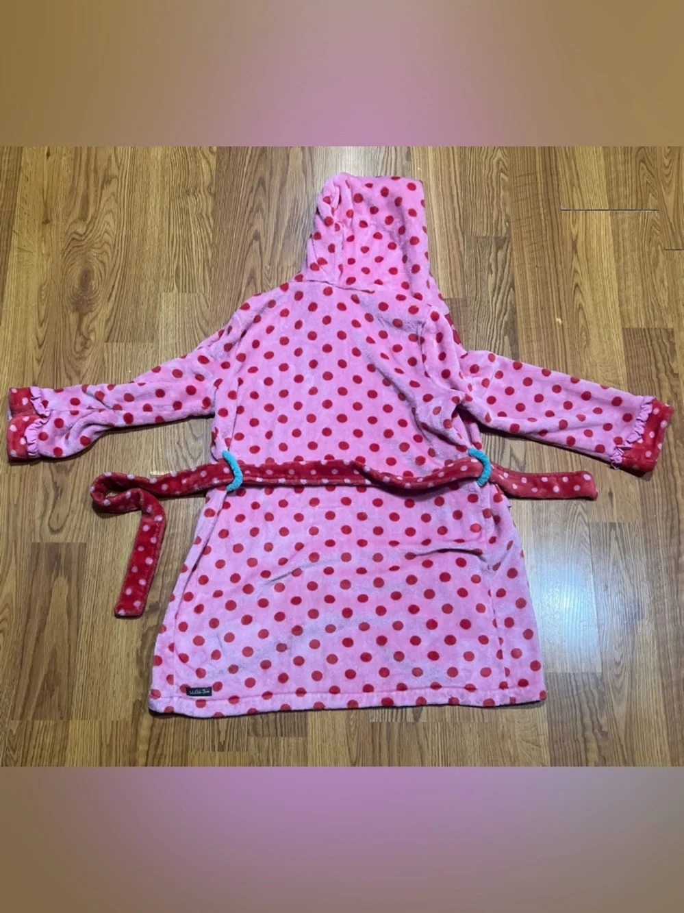 Matilda Jane Pink Polka Dot Hooded Fleece Robe Girls Size Large